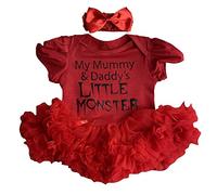 Little Secrets Childrens Clothing Baby Girl's Little Monster Red Halloween Tutu Romper Bow Headband, Newborn Fancy Dress Costume Gift (6-12 Months)