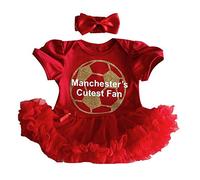 Little Secrets Childrens Clothing Baby Girl's Manchester Football Red Tutu Romper with Headband, Newborn Baby Football Kit, Gift (6-12 Months)