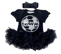 Little Secrets Clothing Baby Girl Newcastle Football Tutu Romper with Matching Headband (as8, Age, 3_Months, 6_Months) Black