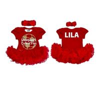 Little Secrets Clothing Baby Girl's Personalised Liverpool Cutest Fan Red Tutu Romper with Bow Headband, Name on Back, Baby Football Kit (3-6 months)
