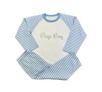 Little Secrets Clothing Boy's Blue and White Silver Page Boy Pyjama Set, Wedding PJs 5-6years