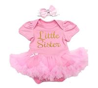 Little Secrets Clothing Little Sister Pink Tutu Romper Headband 3-6month