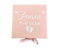 Little Secrets Clothing Personalised Mum To Be Present Large Ribbon Gift Box Baby Shower Keepsake Present (Pink)