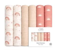 Little Seeds Baby Muslin Cloths 70 x 70cm, 6 Pack | Soft & Absorbent Muslin Squares & Burp Cloths for Newborns | Breathable Baby Cloths - BURNT ORANGE