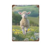 Little Sheep On Hillside 02 Poster Wall Art Iron Vintage Decoration Metal Tin Sign For Home Coffee Club Art Bar Shop 40 x 30 cm