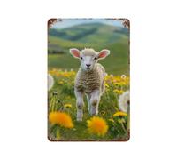 Little Sheep On Hillside 04 Poster Wall Art Iron Vintage Decoration Metal Tin Sign For Home Coffee Club Art Bar Shop 30 x 20 cm