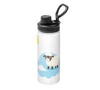 Little Sheep On The White Cloud 18oz Bulk Insulated Water Bottle, Stainless Steel with Lid for Adults. Ideal for Everyday Use and Outdoor Activities
