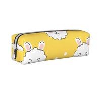 Little Sheep with Pink Ears Pencil Case Portable Cylindrical Pencil Pouch with Zipper Leather Cosmetic Pouch Bag