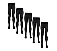 Little Ships 5 Pack Girls Cotton Rich & Soft Tights - School & Durable - UK Size 7/8 (Black & Charcoal)