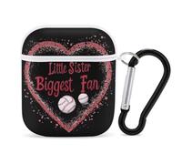 Little Sister Biggest Fan Baseball Headphone & Earphone Cases Compatible with Airpod 1&2 Scratch-Resistant PC Protective Cover with Keychain White-style