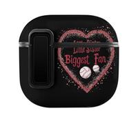 Little Sister Biggest Fan Baseball Headphone & Earphone Cases Compatible with Airpod 4 Scratch-Resistant PC Protective Cover with Secure Buckle