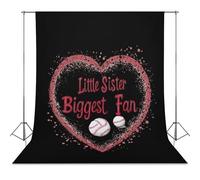 Little Sister Biggest Fan Baseball Photo Backdrop Polyethylene Studio Background for Photography Video Broadcast Photoshoot