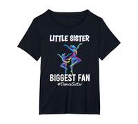 Little Sister Biggest Fan Dance Sister of A Dancer Dancing T-Shirt, Women's Plus, Black, 6X