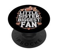 Little Sister Biggest Fan Football Youth Support PopSockets Adhesive PopGrip