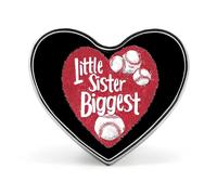 Little Sister Biggest Love Baseball Heart Badge Unisex Metal Memorial Reel Pin Lapel Brooch Button Dress Coat Accessories for Backpack Wedding