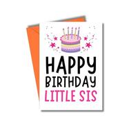 Little Sister Birthday Card from Brother or Sister, Fun Happy Birthday Card for Her JBS111