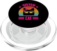 Little Sister Cat Shirt with leopard glasses Retro Cat Love PopSockets PopGrip for MagSafe