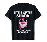 Little Sister Shark Shirt Doo Doo Funny Sister Christmas T-Shirt Cotton Men Top T-Shirts Family Tees Dominant Cosie Black M