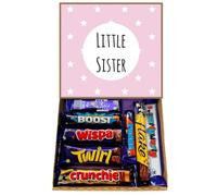 Little Sister Sweet Box Birthday Chocolate Gift Box Hamper - 8 Full Size Bars Chocolates Birthday Christmas New Baby Easter