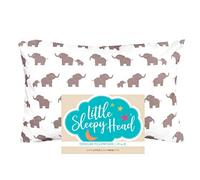 Little Sleepy Head Toddler Pilllowcase 13 x 18-100% Cotton & Hypoallergenic (Happy Elephants - White)