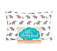 Little Sleepy Head Youth Pillowcase 16 x 22-100% Cotton & Hypoallergenic (Happy Elephants - White)