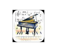 Little Snoring Cards & Gifts Coasters Piano, Cork, Multi-Colour, 10.5 x 1.5 x 10.5 cm