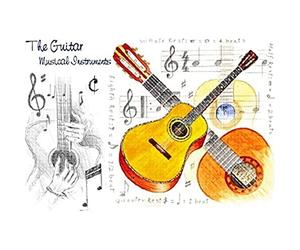 Little Snoring Gifts: 7x5 Greetings Card - Guitar Design