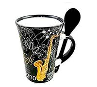 Little Snoring Gifts: Cappuccino Mug with Spoon - Saxophone (Black)