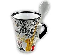Little Snoring Gifts: Cappuccino Mug With Spoon - Saxophone (White)