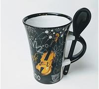 Little Snoring Gifts: Cappuccino Mug with Spoon - Violin (Black)