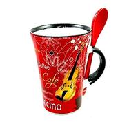 Little Snoring Gifts: Cappuccino Mug with Spoon - Violin (Red)