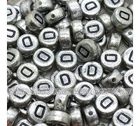 Little Snow Direct 100pcs 7mm Acrylic Letter Coin Beads A - Z Disc Alphabet Beads - D, Vintage Silver