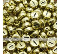 Little Snow Direct 100pcs 7mm Acrylic Letter Coin Beads A - Z Disc Alphabet Beads - I, Vintage Gold