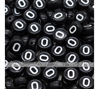 Little Snow Direct 100pcs 7mm Acrylic Letter Coin Beads A - Z Disc Alphabet Beads - O, Black