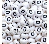 Little Snow Direct 100pcs 7mm Acrylic Letter Coin Beads A - Z Disc Alphabet Beads - O, White