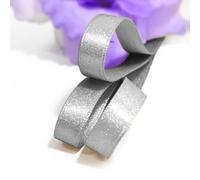 Little Snow Direct Glitter Satin Ribbon Sparkle Luxury Design Wedding Party Sewing DIY 10mm Width - Silver