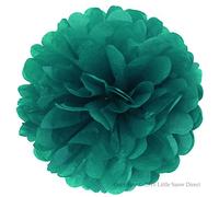 Little Snow Direct Tissue Paper Hanging Pom Poms Flower Ball Handmade Wedding Party Gift Decoration - Teal, Size: 8 Inch (20cm)