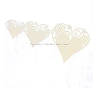Little Snow Direct Wedding Party Name Place Cards For Wine Glass Cup Pearlescent Laser Cut - 20pcs Love Heart - Ivory/Cream