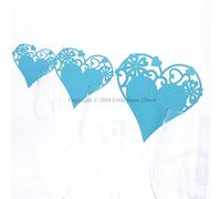 Little Snow Direct Wedding Party Name Place Cards For Wine Glass Cup Pearlescent Laser Cut - 20pcs Love Heart - Turquoise/Aqua