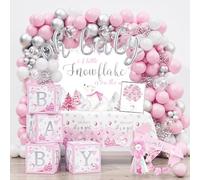 Little Snowflake Baby Shower Decorations Party Supplies, Pink A Little Snowflake is on The Way Baby Shower Decor, Baby Its Cold Outside Baby Shower Decorations, Winter Wonderland Christmas Baby Shower