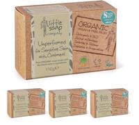 Little Soap Company Sensitive Unperfumed Soap Bar - Vegan, Cruelty Free, No SLS or Parabens, Unperfumed with English Oatmeal | Natural, & Organic Body & Hand Soap Bar(110g) (Pack of 4)