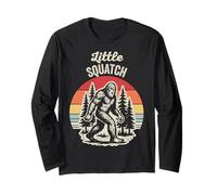 Little Squatch Retro Bigfoot Rainbow Trees Long Sleeve T-Shirt