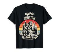 Little Squatch Retro Bigfoot Rainbow Trees T-Shirt