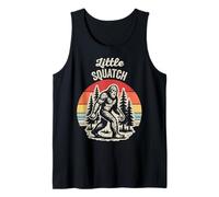 Little Squatch Retro Bigfoot Rainbow Trees Tank Top