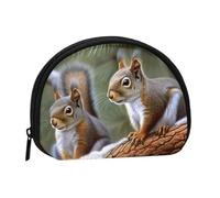 Little Squirrel Coin Purse Personalized Coin Bag for Women Men Change Purse Small Wallets with Zipper Mini Shell Coin Pouch Outdoor Shopping Change Storage Bag Handbags Gifts