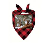 Little Squirrel Dog Bandana Plaid Triangle Pets Scarf | Funny Dog Neckwear Washable Triangle Bibs Kerchief Pet Costume Accessories for Small Medium Large Dogs Cats Birthday Gift