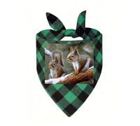 Little Squirrel Dog Bandana Plaid Triangle Pets Scarf | Funny Dog Neckwear Washable Triangle Bibs Kerchief Pet Costume Accessories for Small Medium Large Dogs Cats Birthday Gift