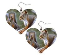 Little Squirrel Leather Earrings for Women Heart Dangle Earrings Lightweight Drop Earring Jewelry Gift