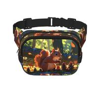 Little squirrel picking pine cones Printed multifunctional waist bag, unisex trendy messenger bag, travel sports storage bag