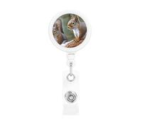Little Squirrel Retractable Badge Reel Heavy Duty Badge Holder with Belt Clip Retractable Lanyards ID Card Holder with Keychain Name Badge Clips for Office Nurse Employee